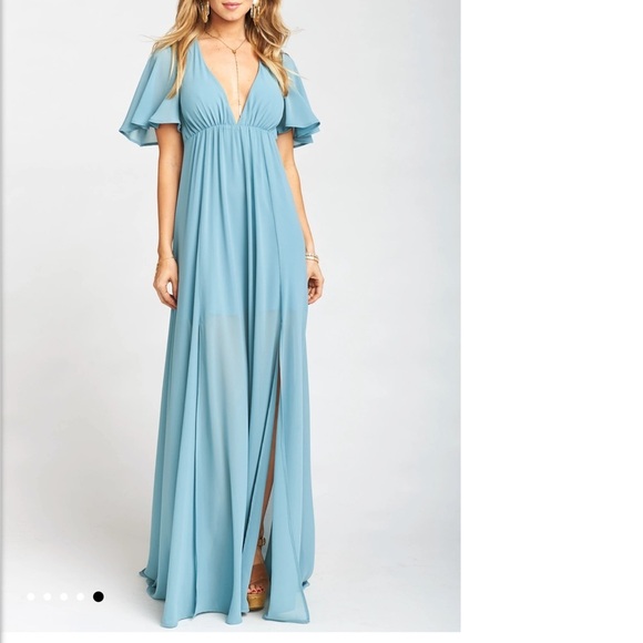 NEW Show Me Your MuMu Faye Flutter Maxi Dress Blue XS - Picture 17 of 17